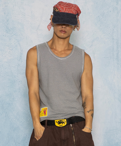 GT186 슬로프 리버시블 스트라이프 슬리브리스 (WHITE/BLACK)