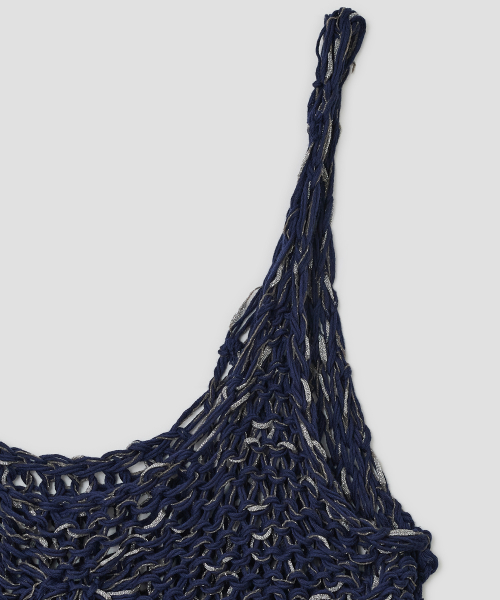 Beaded Strap Knit Top [Navy]