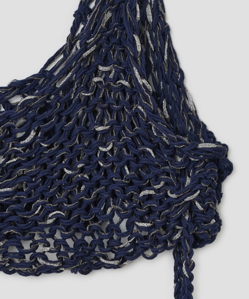 Beaded Strap Knit Top [Navy]
