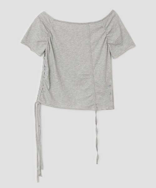 Braided Strap Side Button Top [Gray]