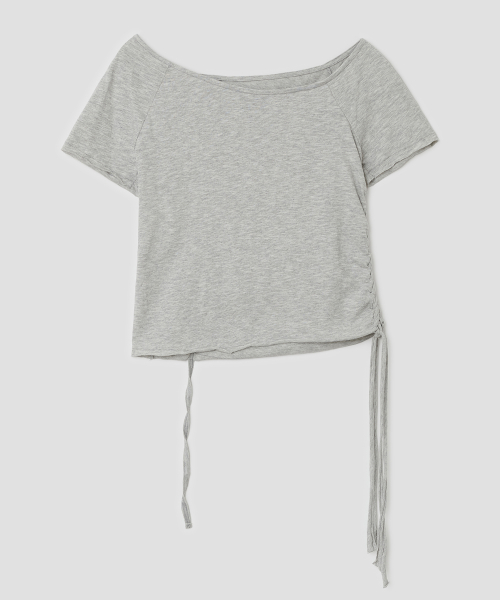 Braided Strap Side Button Top [Gray]