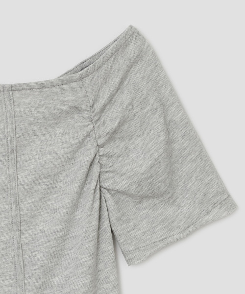Braided Strap Side Button Top [Gray]