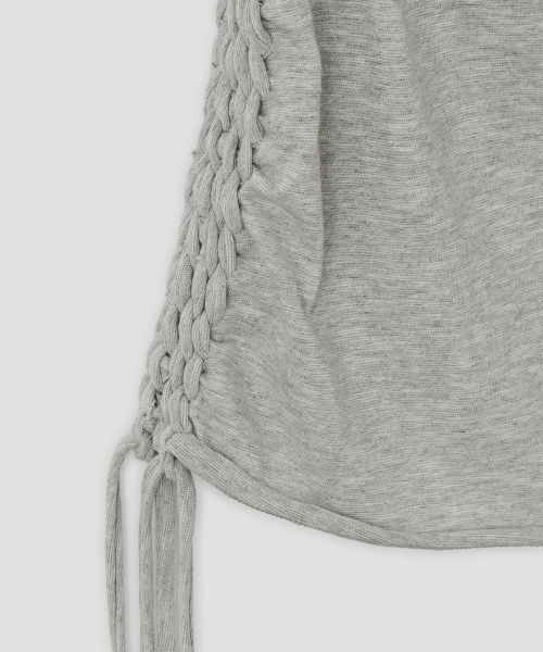 Braided Strap Side Button Top [Gray]