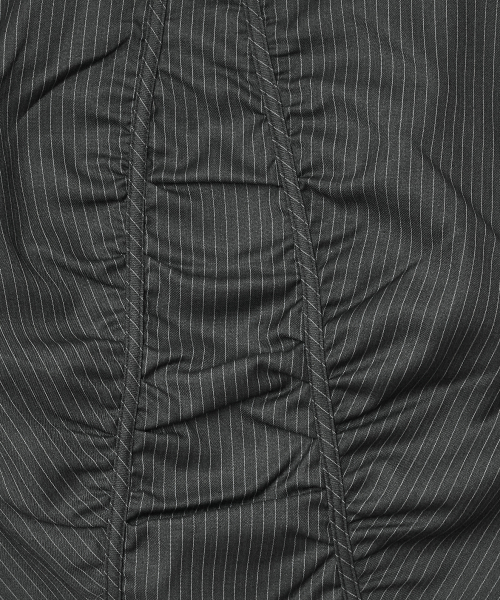 Striped Ruched Zip Tank [Charcoal]