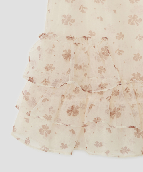 Mesh Ruffled Layered Dress [Yellow]