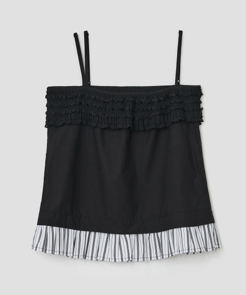 Layered Ruffle Strap Top [Black]