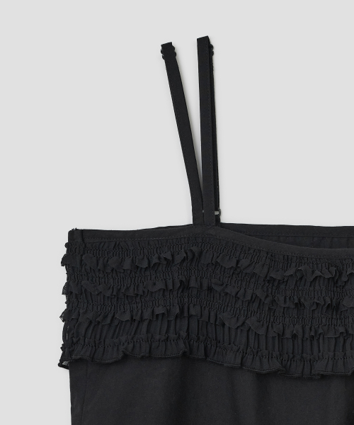 Layered Ruffle Strap Top [Black]
