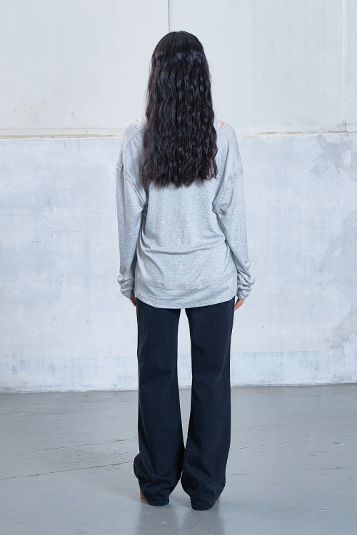 RAW V LONG SLEEVE IN MELANGE GREY