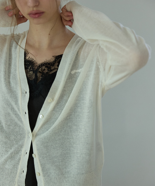 Linen blend summer cardigan Ivory
