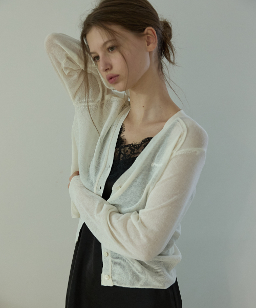Linen blend summer cardigan Ivory