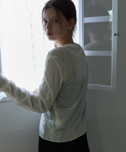 Linen blend summer cardigan Ivory