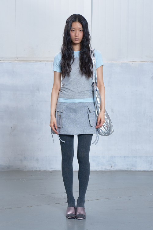 JERSEY MINI SKIRT IN MELANGE GREY