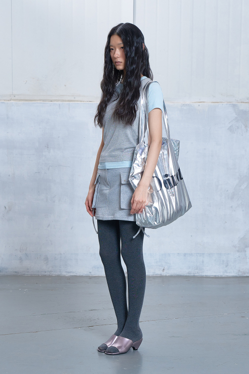 JERSEY MINI SKIRT IN MELANGE GREY