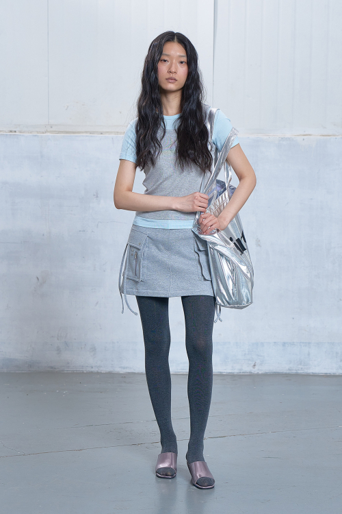 JERSEY MINI SKIRT IN MELANGE GREY