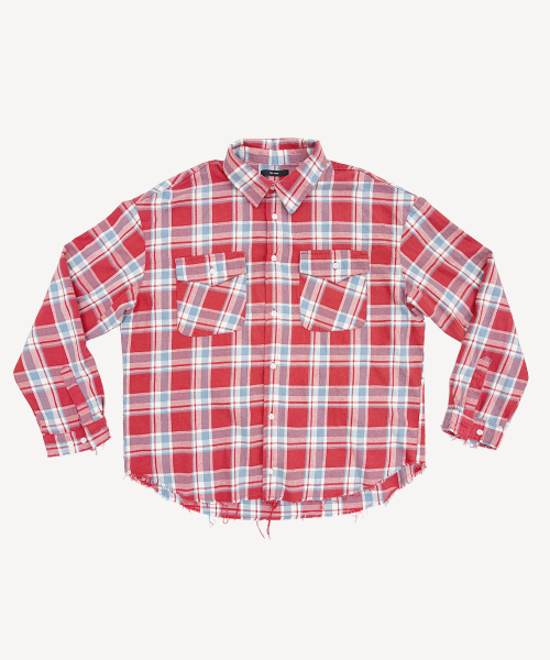 Raw-cut Washed Check Shirt