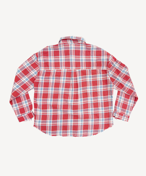 Raw-cut Washed Check Shirt