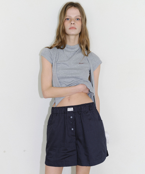 [CORE] STRIPE COTTON TRUNK PANTS - NAVY