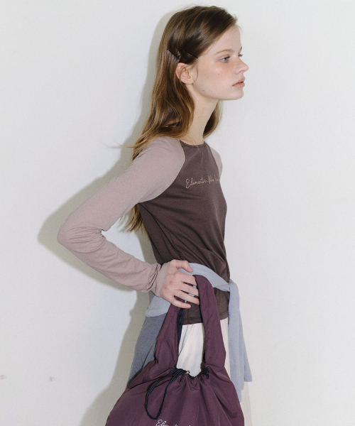 [CORE] SHEER BOATNECK RAGLAN TEE - BROWN