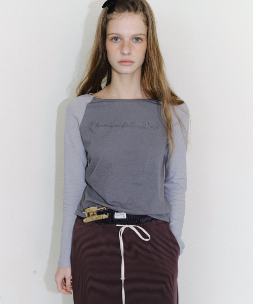 [CORE] SHEER BOATNECK RAGLAN TEE - CHARCOAL
