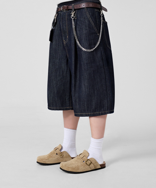 ESSENTIAL BERMUDA / CURVED DENIM HALF PANTS_5 COLOR