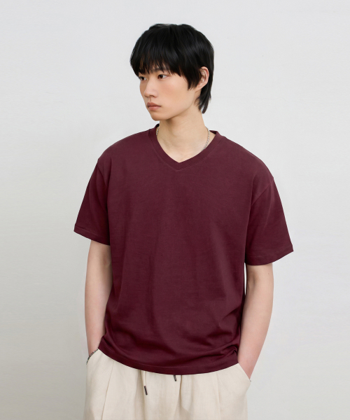 © EVERYONES SINGLE STITCH SHORT SLEEVE T-SHIRT (COOLMAX® FABRIC)_VNECK 5 COLOR