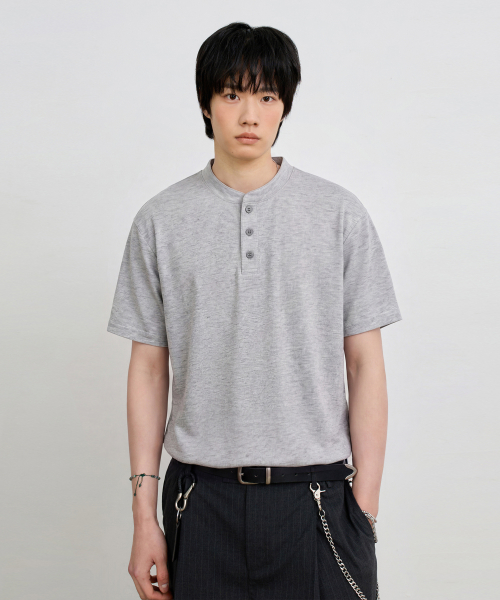 © EVERYONES SINGLE STITCH SHORT SLEEVE T-SHIRT (COOLMAX® FABRIC)_HENLEY 5 COLOR