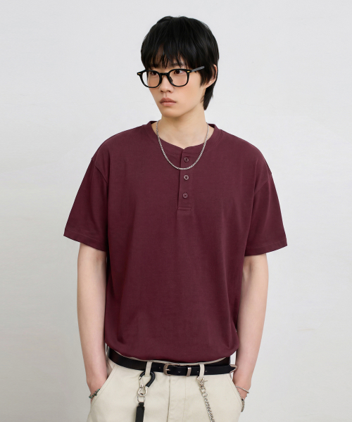 © EVERYONES SINGLE STITCH SHORT SLEEVE T-SHIRT (COOLMAX® FABRIC)_HENLEY 5 COLOR