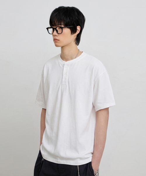 © EVERYONES SINGLE STITCH SHORT SLEEVE T-SHIRT (COOLMAX® FABRIC)_HENLEY 5 COLOR