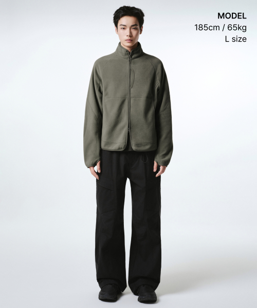 [시티 레저] 스트럭처드 폴라 플리스 하이넥 재킷 [카키 그레이]