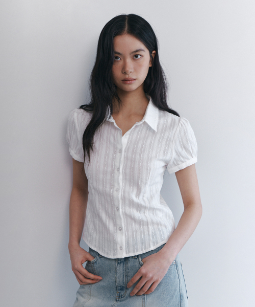 C COTTON JACQUARD HALF BLOUSE_WHITE
