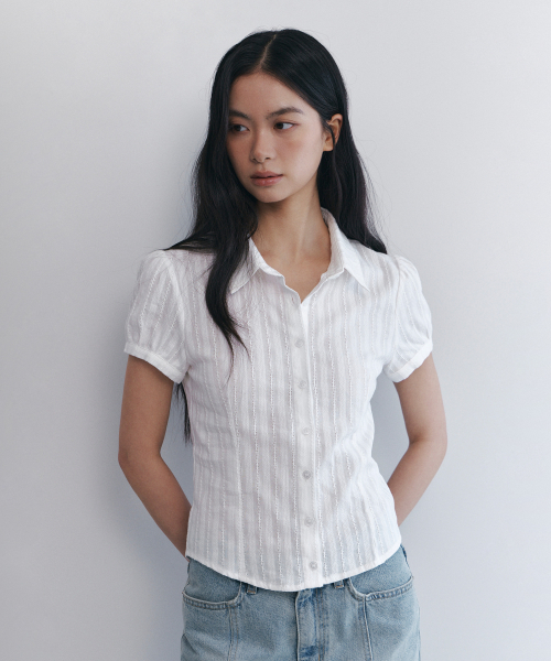 C COTTON JACQUARD HALF BLOUSE_WHITE