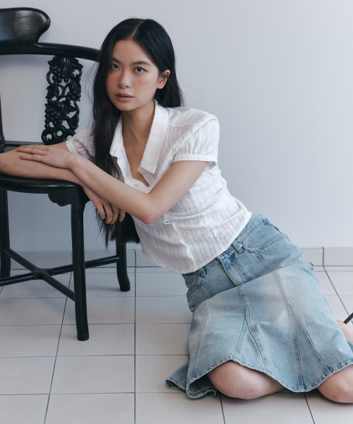 C COTTON JACQUARD HALF BLOUSE_WHITE