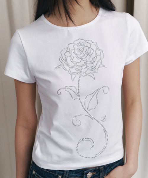 C ROSE HOTFIX SLIM T-SHIRT_WHITE