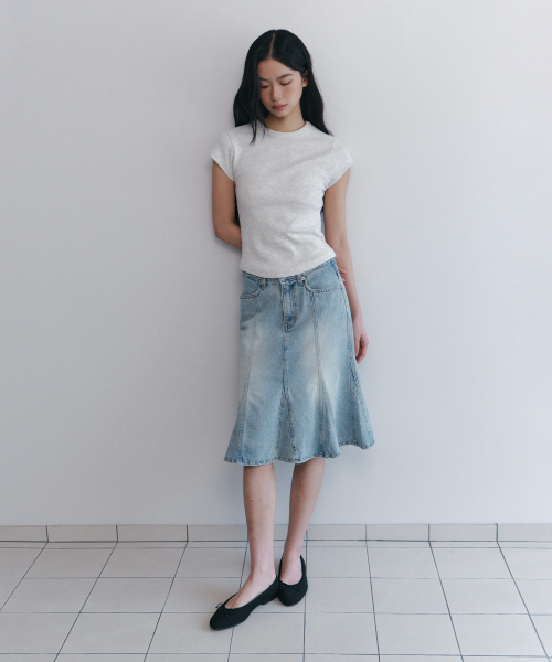 C PANEL-FLARE DENIM SKIRT_LIGHT BLUE