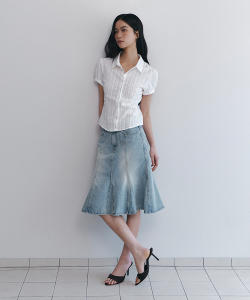 C PANEL-FLARE DENIM SKIRT_LIGHT BLUE