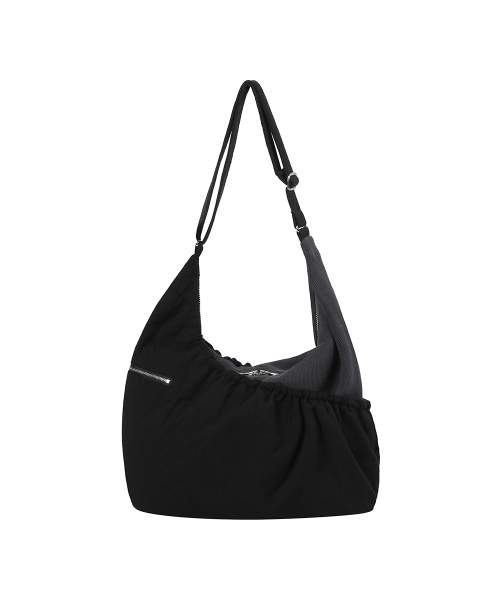 Ribbed layered cross bag BLACK