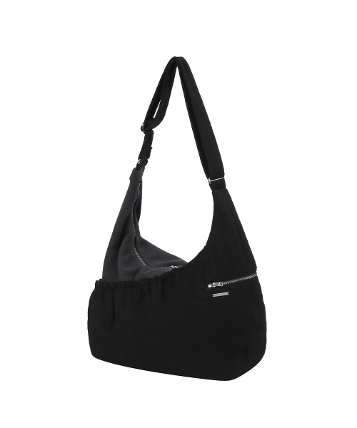 Ribbed layered cross bag BLACK