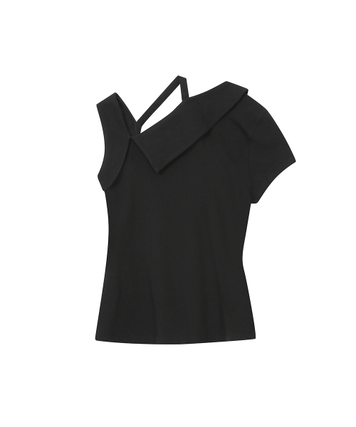 Shoulder strap unbalance top BLACK