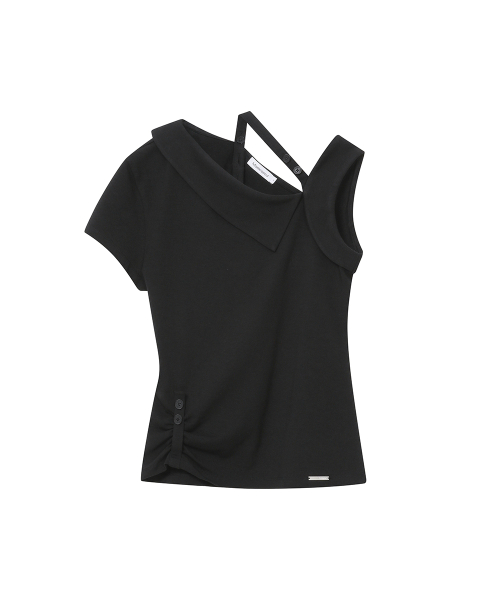 Shoulder strap unbalance top BLACK