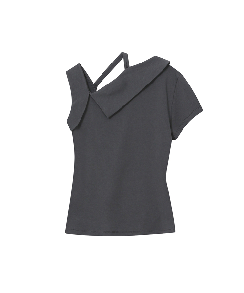 Shoulder strap unbalance top CHARCOAL