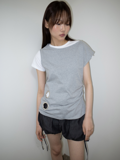 EYELET LOOSE SLEEVELESS (MELANGE)