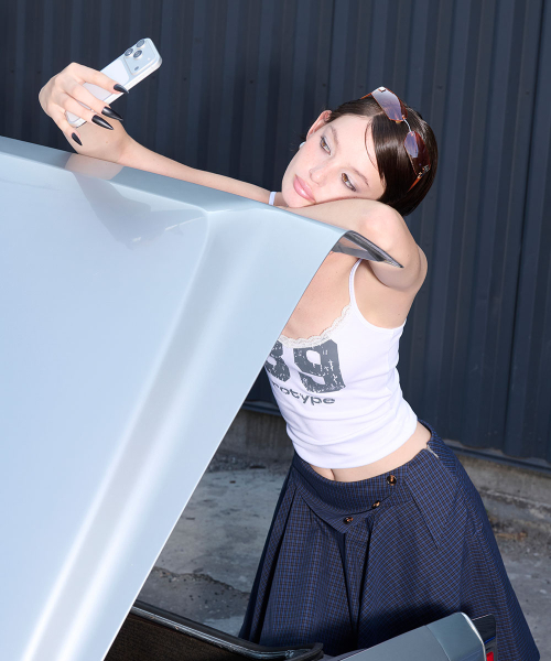 Crack Logo Lace Sleeveless - White