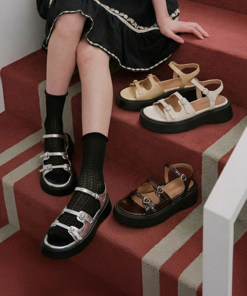 Triple Heart Strap Platform Sandals (att6003)