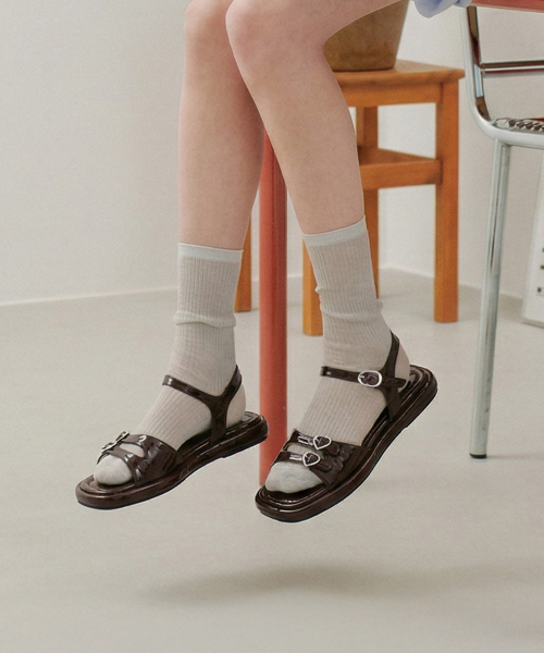Twin Heart Buckle Strap Sandals (att6008)