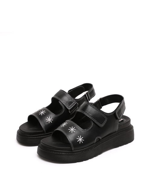 Wonder 원더 캐쥬얼 플랫폼 꽃자수 벨크로 샌들 (5cm)
