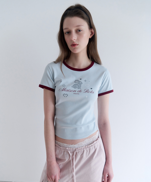 RORABBIT FRIENDS RINGER T-SHIRT BLUE