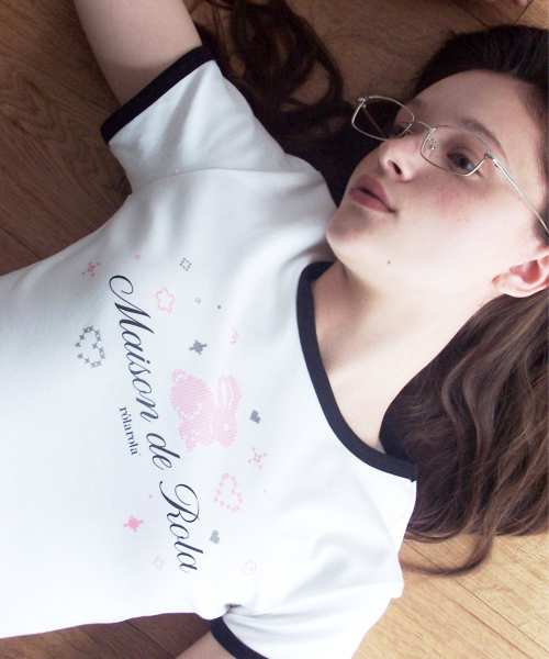 RORABBIT FRIENDS RINGER T-SHIRT WHITE
