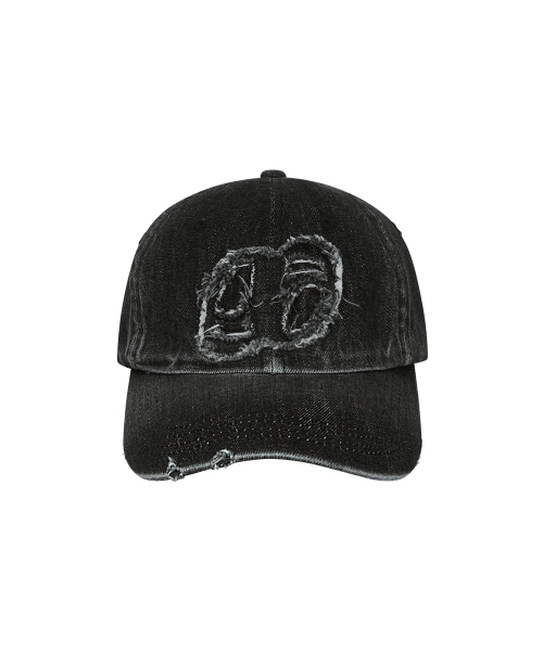 DENIM PATCH BALL CAP / BLACK