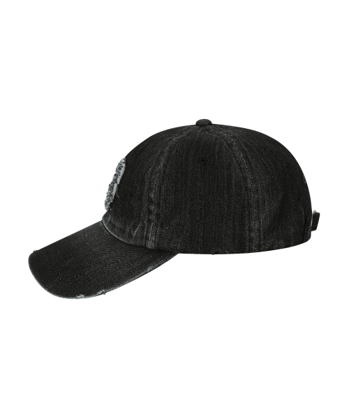 DENIM PATCH BALL CAP / BLACK