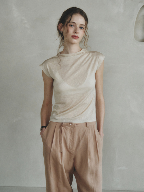 MARGARET half turtleneck T-shirt_BEIGE